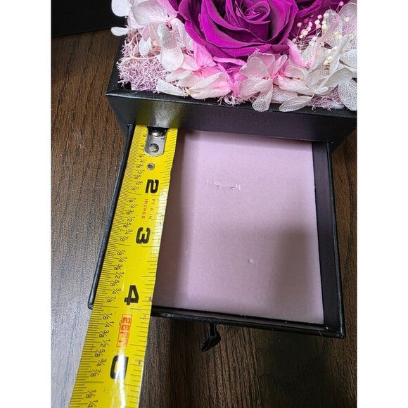 Luxury Black Gift Box With Purple Teddy Bear Preserved Roses & Decorative Flower - Picture 9 of 14